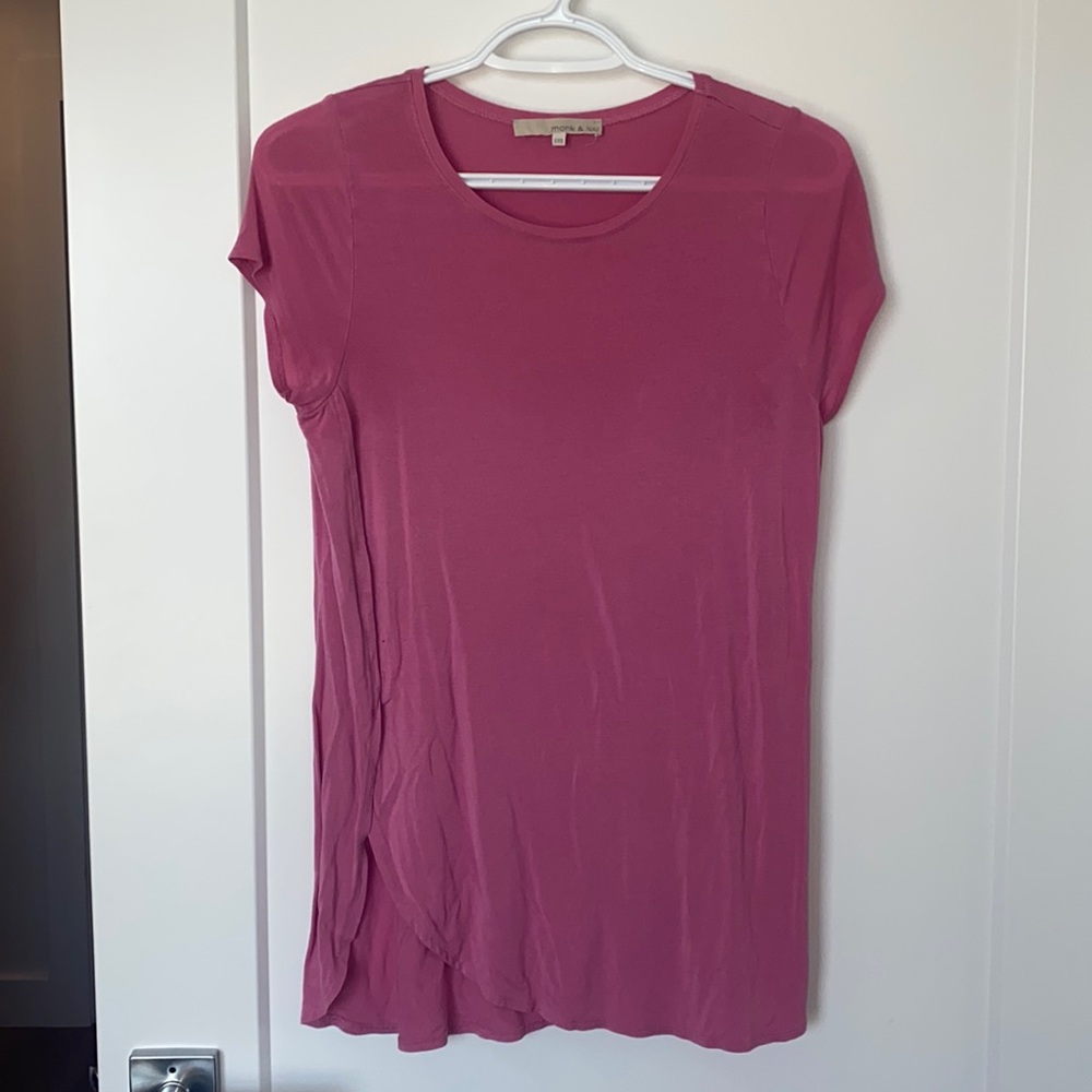 Monk & Lou | XXS pink flowy, long T-shirt